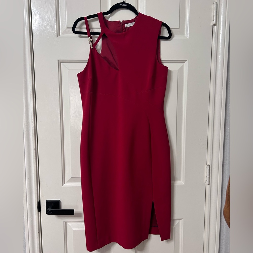 Versace One Shoulder Asymmetrical Red Dress